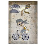 فرش کودک طرح دختر دوچرخه سوار