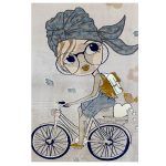 فرش کودک طرح دختر دوچرخه سوار