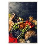 فرش اشپزخانه طرح ادویجات زمینه زغالی