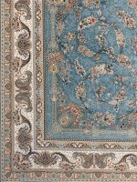 فرش ماشینی 1500 شانه طرح افشان آبی الماسی - تصویر 2