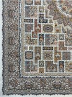 فرش ماشینی 1500 شانه طرح خشتی کرم - تصویر 2