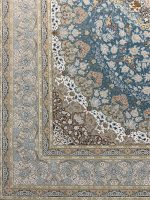 فرش ماشینی 1500 شانه طرح نایین آبی الماسی - تصویر 4