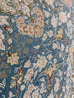 فرش ماشینی 1500 شانه طرح نایین آبی الماسی - تصویر 2