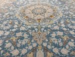 فرش ماشینی 1500 شانه طرح نایین آبی الماسی - تصویر 3