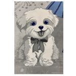 فرش کودک دختر با سگ سفید کدSB946 - تصویر 3