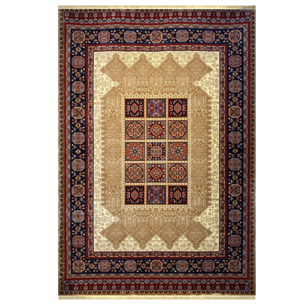 فرش عشایری زمینه قهوه ایی کرم کد H50205 فرش عشایری زمینه بژ نخودی کد H50205