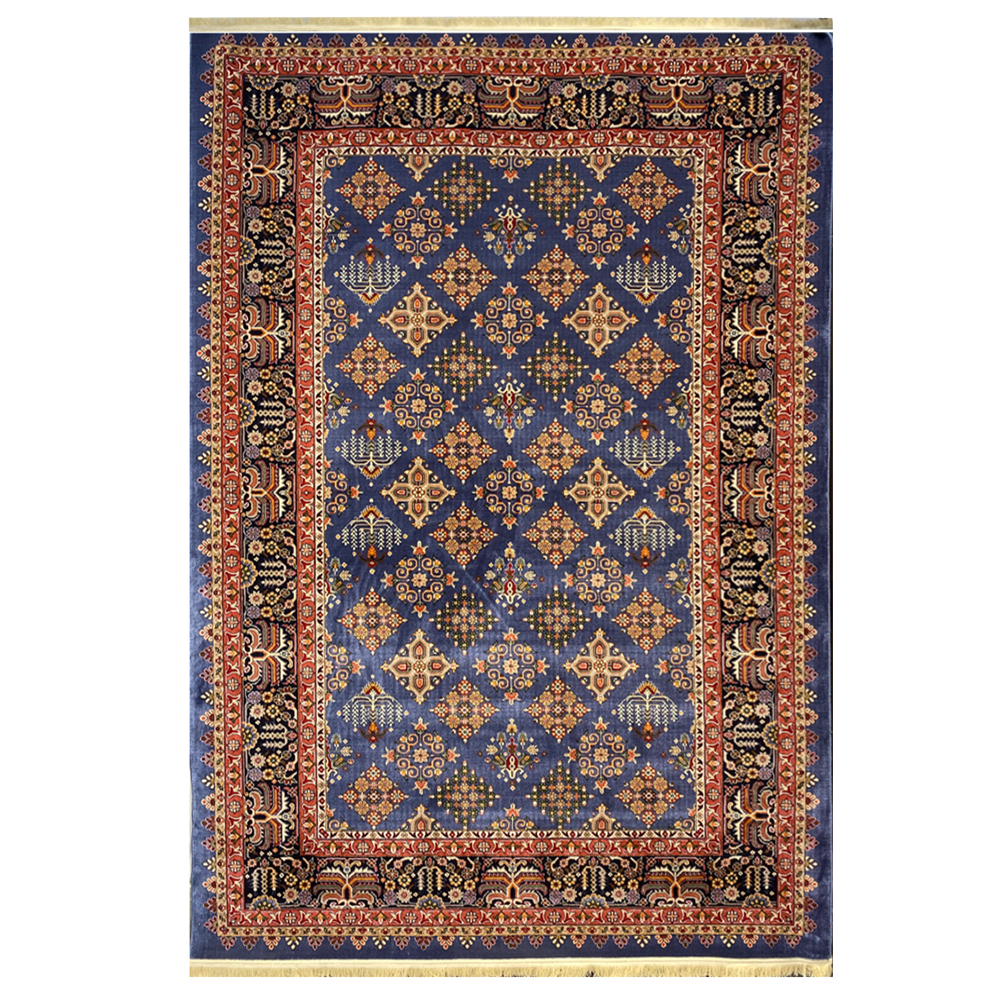 فرش گبه زمینه آبی کاربنی کد H50206 فرش گبه زمینه آبی کاربنی کد H50206