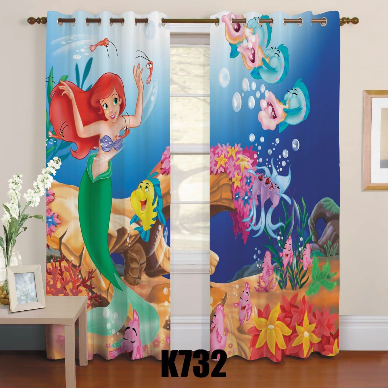 ست فرش و پرده عروس دریایی F314 ست فرش و پرده عروس دریایی F314