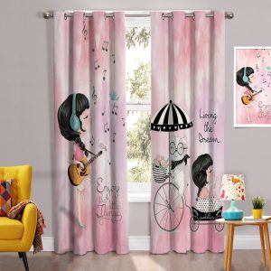 ست فرش پرده دختر گیتارزن F346