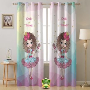 ست فرش پرده دخترانه تمام رنگ B391