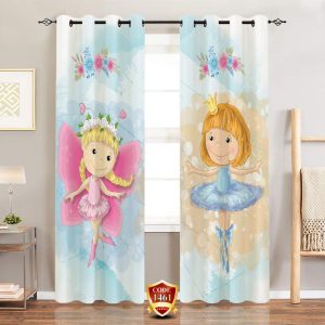 ست فرش پرده دخترانه زمینه آبی B383