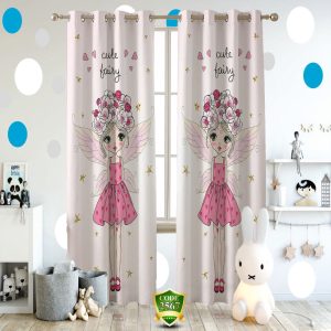 ست فرش پرده دخترانه زمینه صورتی B393