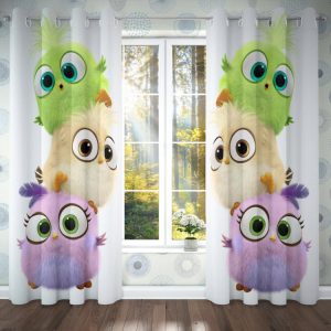 ست فرش پرده طرح جغد رنگی B369