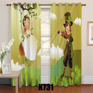 ست فرش پرده فانتزی زمینه سبز F350