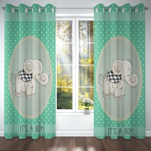 ست فرش پرده فیل زمینه سبز B367