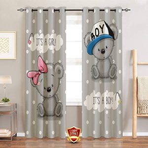 ست فرش پرده جغد دختر و پسر کدB399