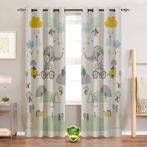 ست فرش پرده طرح جنگل حیوانات کدB398