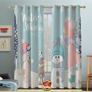 ست فرش پرده دختر و آدم برفی کدB405