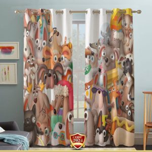 ست فرش پرده طرح حیوانات کدB404