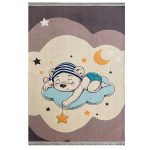 فرش کودک چاپی خرس روی ابر کد1026