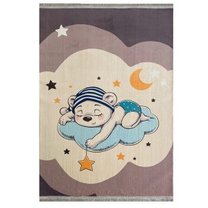 فرش کودک چاپی خرس روی ابر کد1026