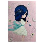 فرش کودک چاپی دختر و پروانه کد1028