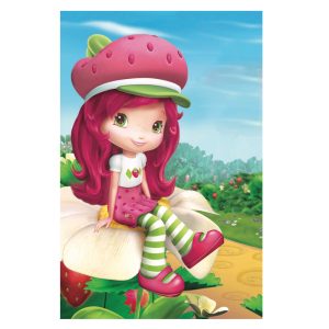 ست فرش کودک چاپی و پرده توت فرنگی کد1034