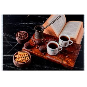 فرش آشپزخانه طرح قهوه و کتاب کد 101410
