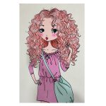 فرش کودک چاپی دخترموفرفری زمینه کرم کد1039 - تصویر 2