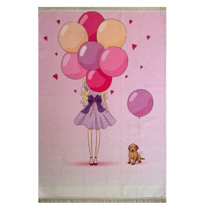 فرش کودک چاپی طرح دختر و بادکنک کد1033