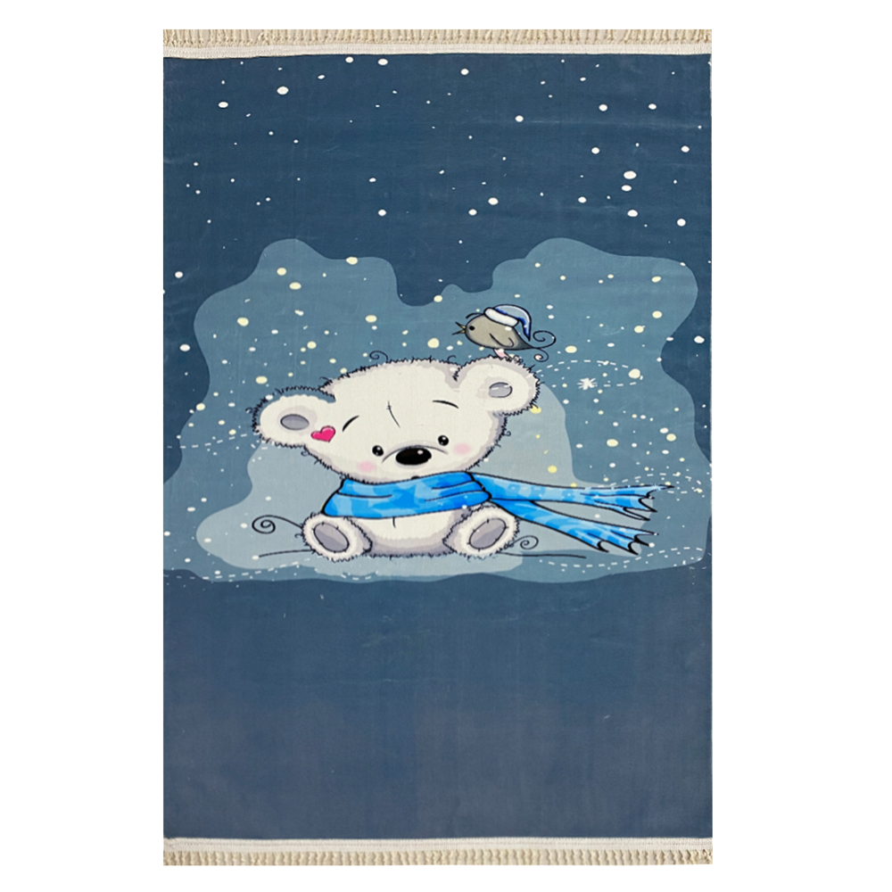 فرش کودک چاپی خرس شالدار زمینه آبی کد1043 فرش کودک چاپی خرس شالدار زمینه آبی کد1043