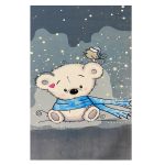 فرش کودک چاپی خرس شالدار زمینه آبی کد1043