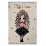 فرش کودک چاپی دختر مومو فرفری زمینه کرم کد1044