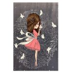 فرش کودک چاپی دختر و پروانه زمینه طوسی کد1052 - تصویر 3