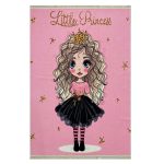 فرش کودک چاپی دخترمومو فرفری صورتی کد1046