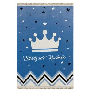 فرش کودک چاپی طرح تاج زمینه آبی کد1040