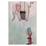 فرش کودک چاپی دخترانه فیل بالن سوار کد1070