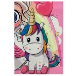 فرش کودک دختر و اسب تکشاخ کد 1085 - تصویر 2