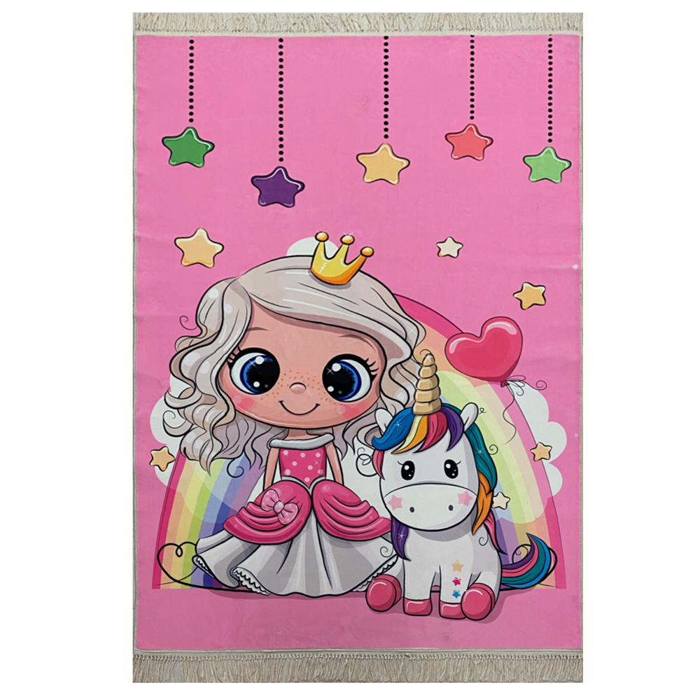 فرش کودک دختر و اسب تکشاخ کد 1085 فرش کودک دختر و اسب تکشاخ کد 1085