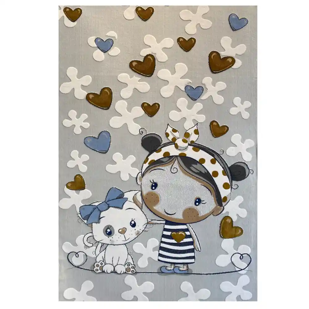 فرش کودک دختر و گربه کدSB957 فرش کودک دختر و گربه کدSB957