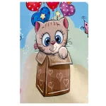 فرش کودک گربه و بادکنک کد 1120 - تصویر 2