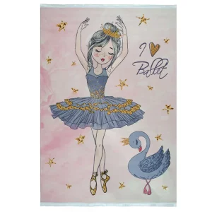 فرش کودک طرح رقص دختر زمینه صورتی کد 101213