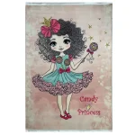 فرش کودک طرح پرنسس کندی زمینه صورتی کد 101212