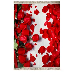 فرش طرح گل رز قرمز کد 1125