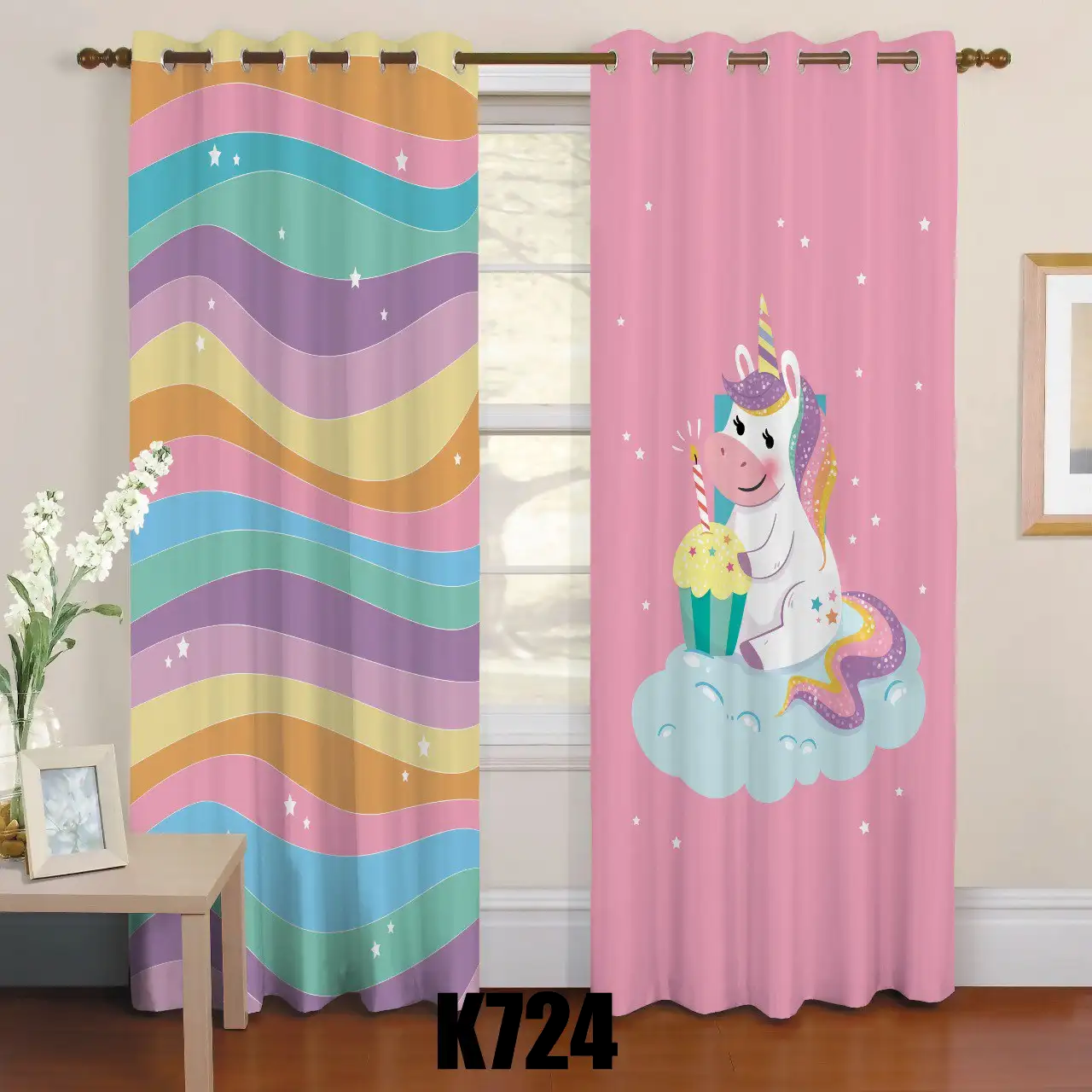 ست فرش پرده طرح اسب تکشاخ کدF404 ست فرش پرده طرح اسب تکشاخ کدF404