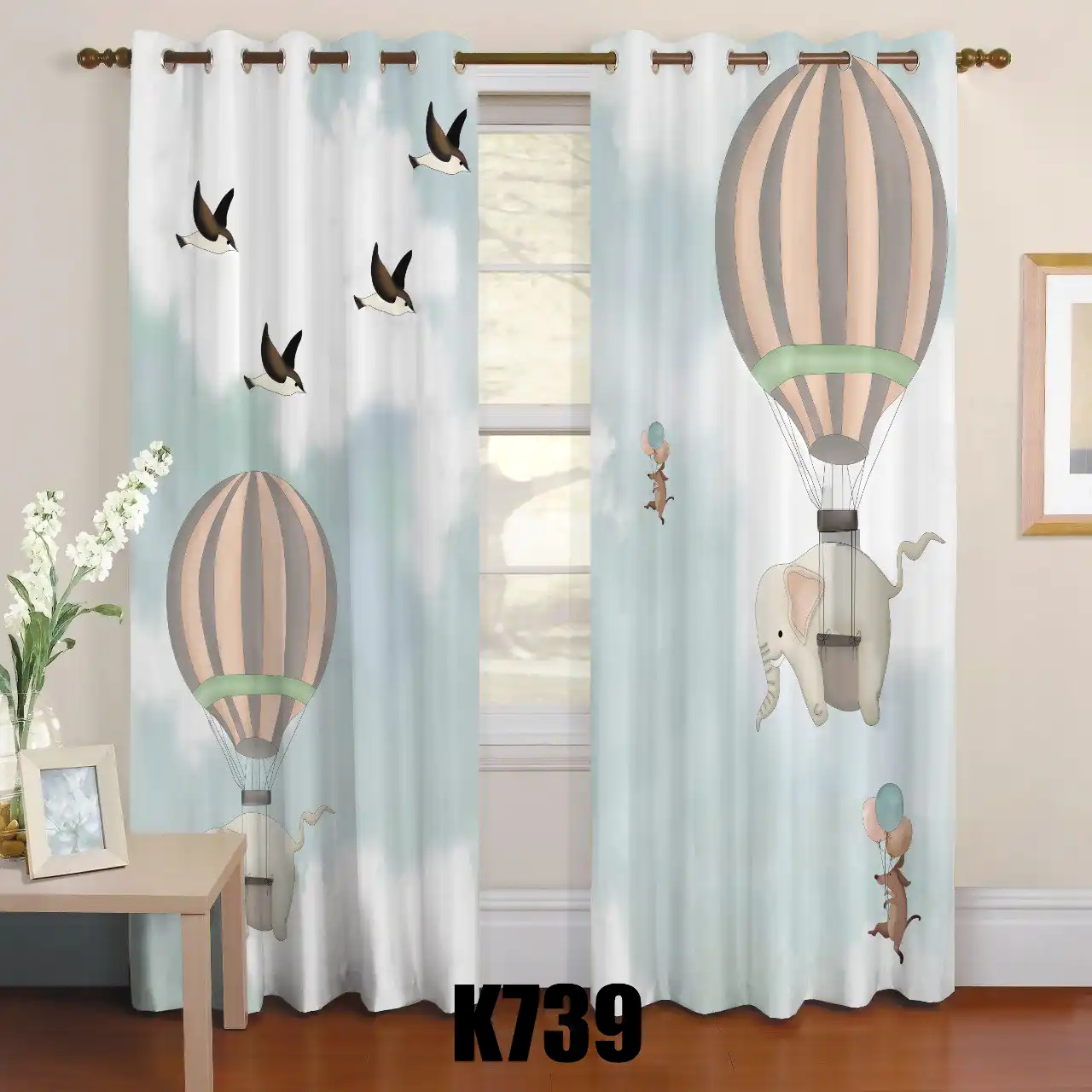 ست فرش پرده طرح بالن و فیل کدF411 ست فرش پرده طرح بالن و فیل کدF411