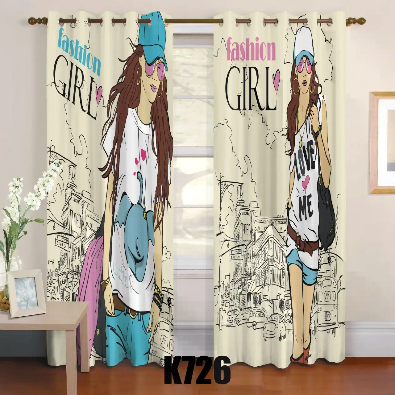 ست فرش پرده طرح دخترانه کدF405 ست فرش پرده طرح دخترانه کدF405