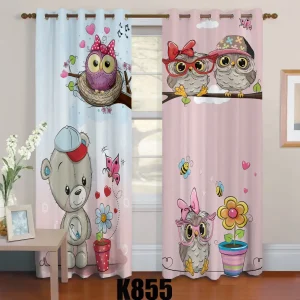 ست فرش پرده جغد و خرس کدF437