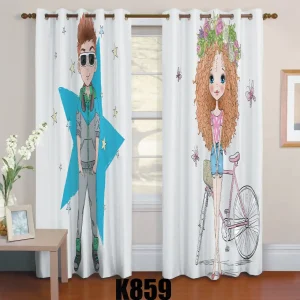 ست فرش پرده دخترموفرفری و پسر کدF441