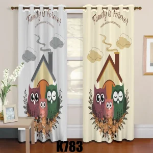 ست فرش پرده طرح جغد و خانه کدF427